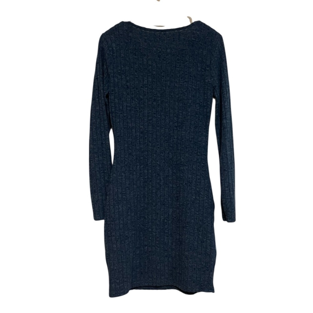 Blue Ribbed Knit Dress - Picture 4 of 6